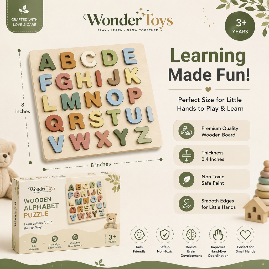 4 in 1 Wooden Alphabet Puzzle Board – Early Learning Educational Toy