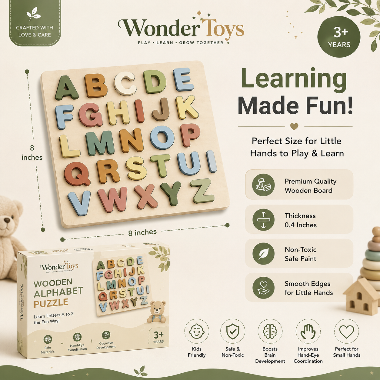 4 in 1 Wooden Alphabet Puzzle Board – Early Learning Educational Toy