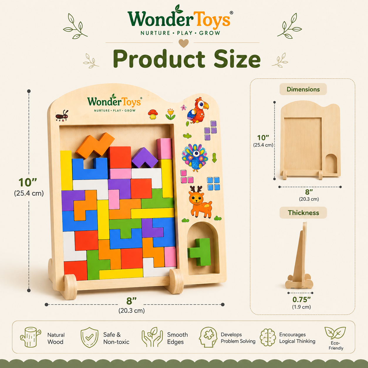 Multifunctional Wooden Block Puzzle Board