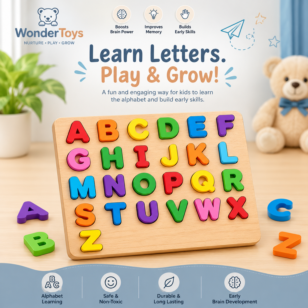 Wooden Alphabet & Number Learning Puzzle Board
