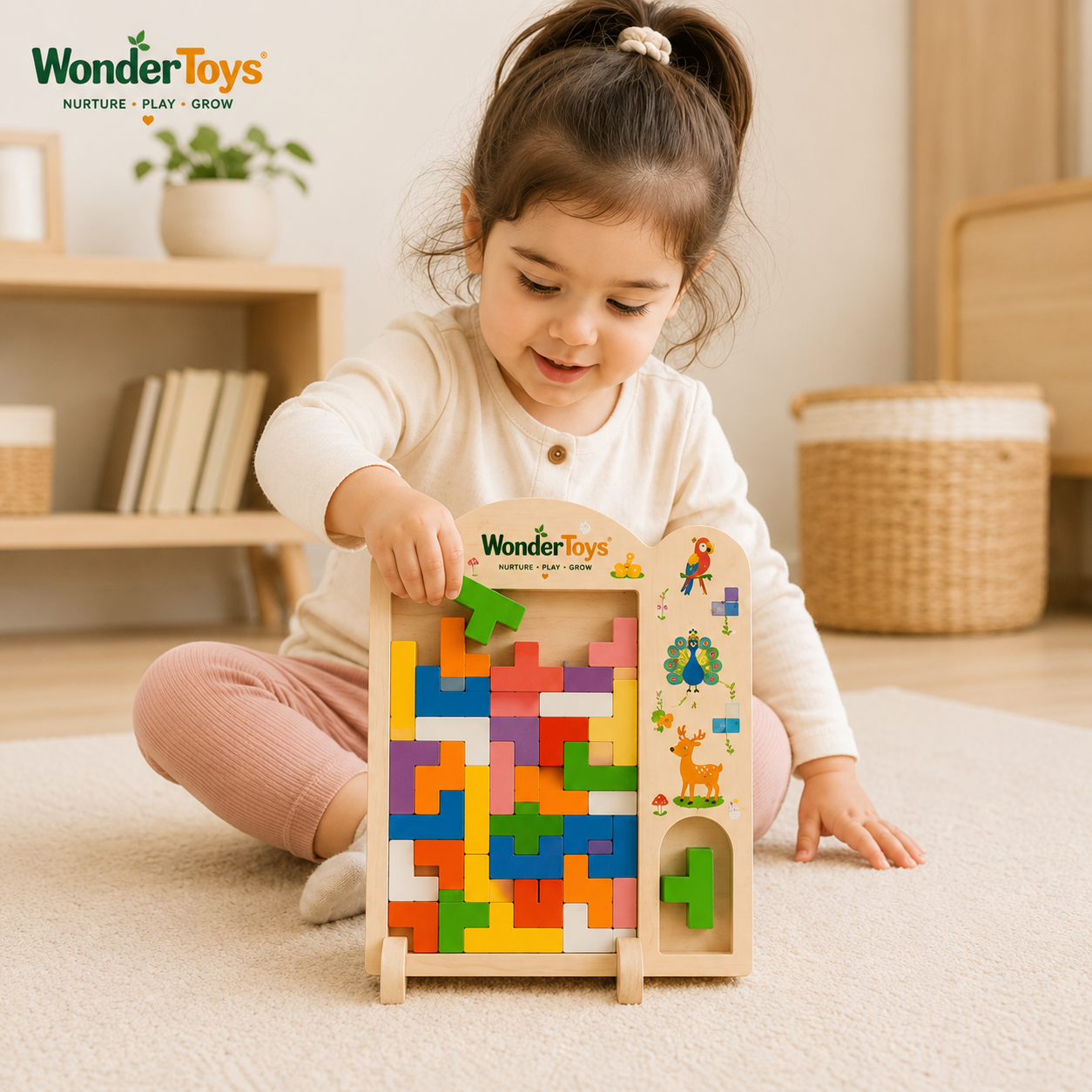 Multifunctional Wooden Block Puzzle Board