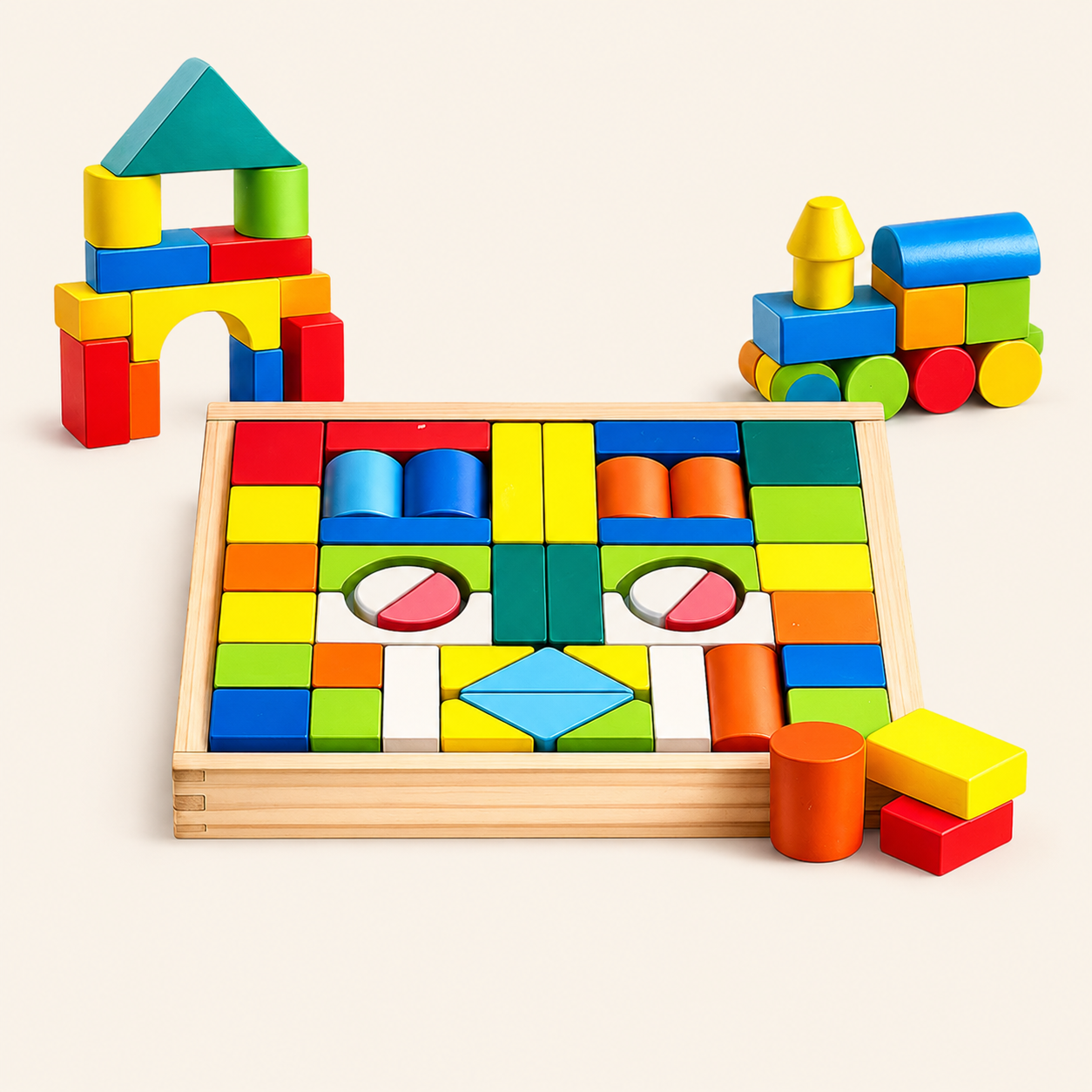 Wooden Puzzle Building Block Set- Construction Toy