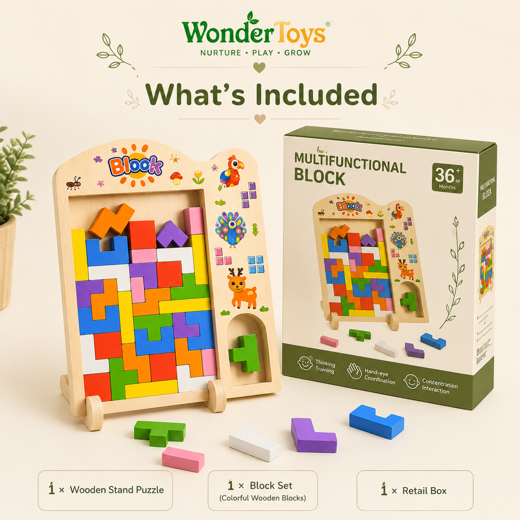 Multifunctional Wooden Block Puzzle Board