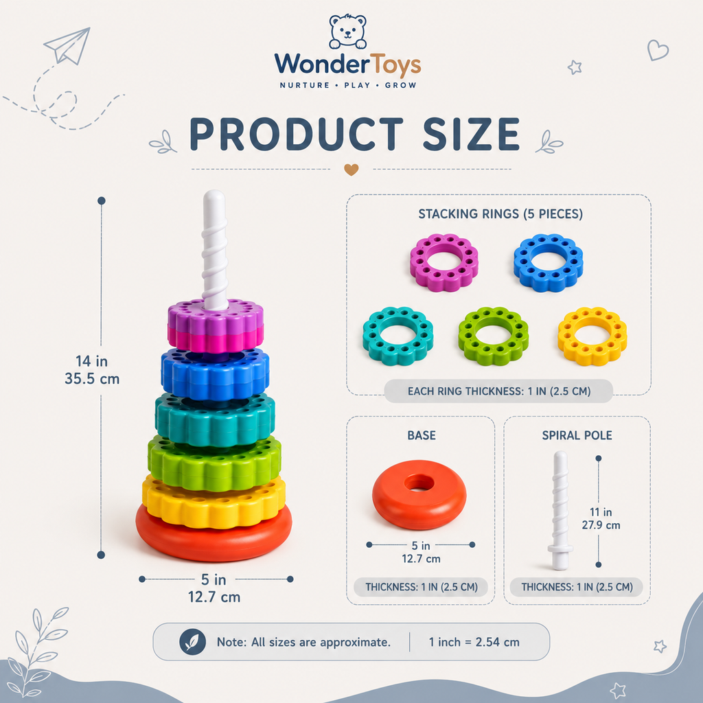 Rainbow Stacking Rings Toy for Toddlers | Learning Toy