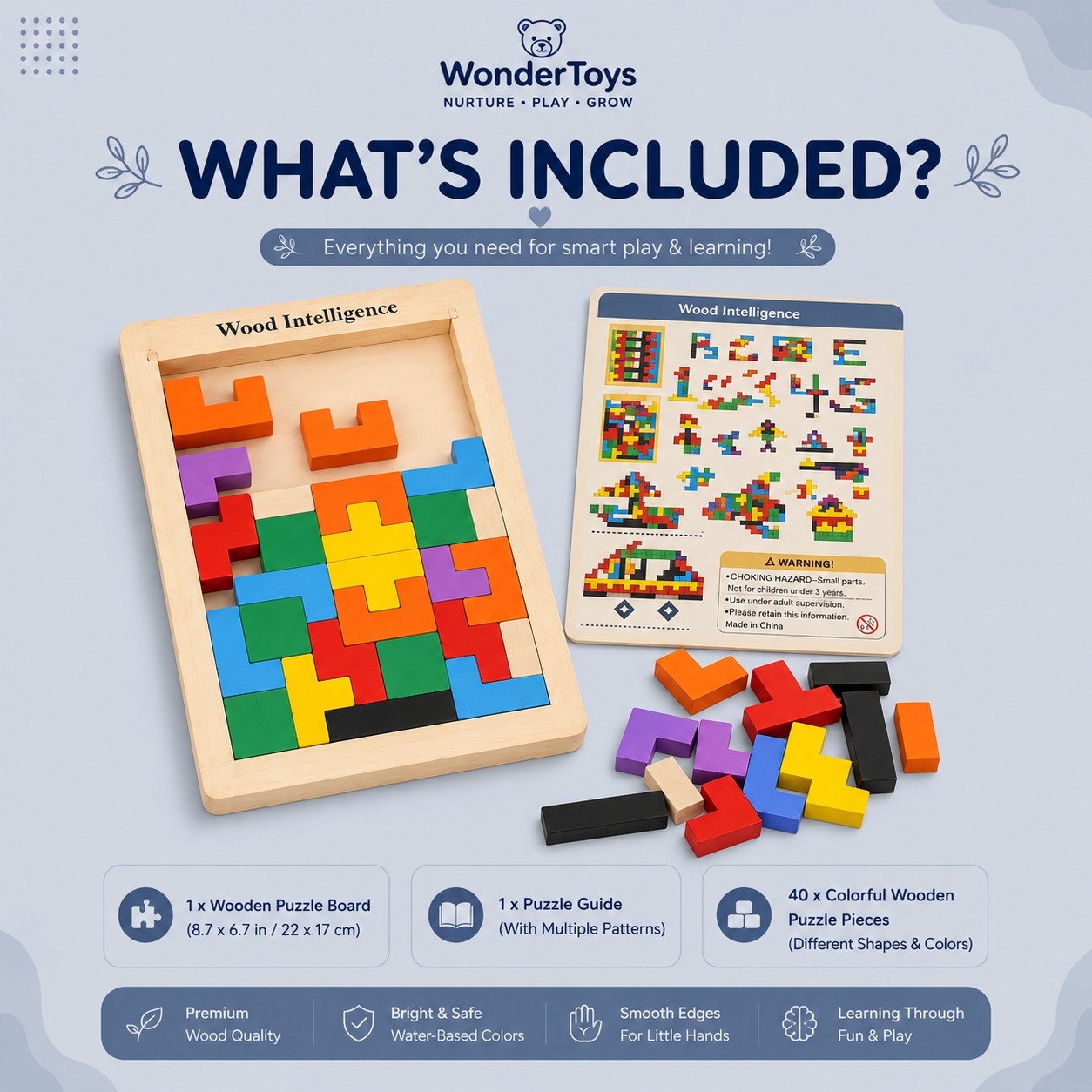 Wooden Intelligence Puzzle Board | Educational Brain Teaser Toy