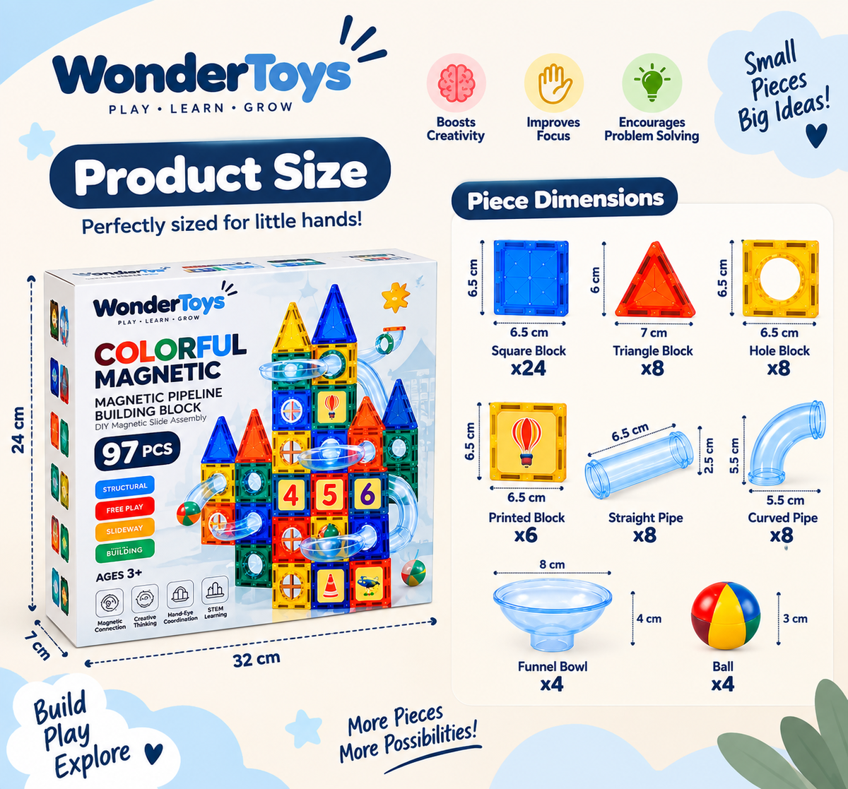 🧲 Colorful Magnetic Pipeline Building Block Set –