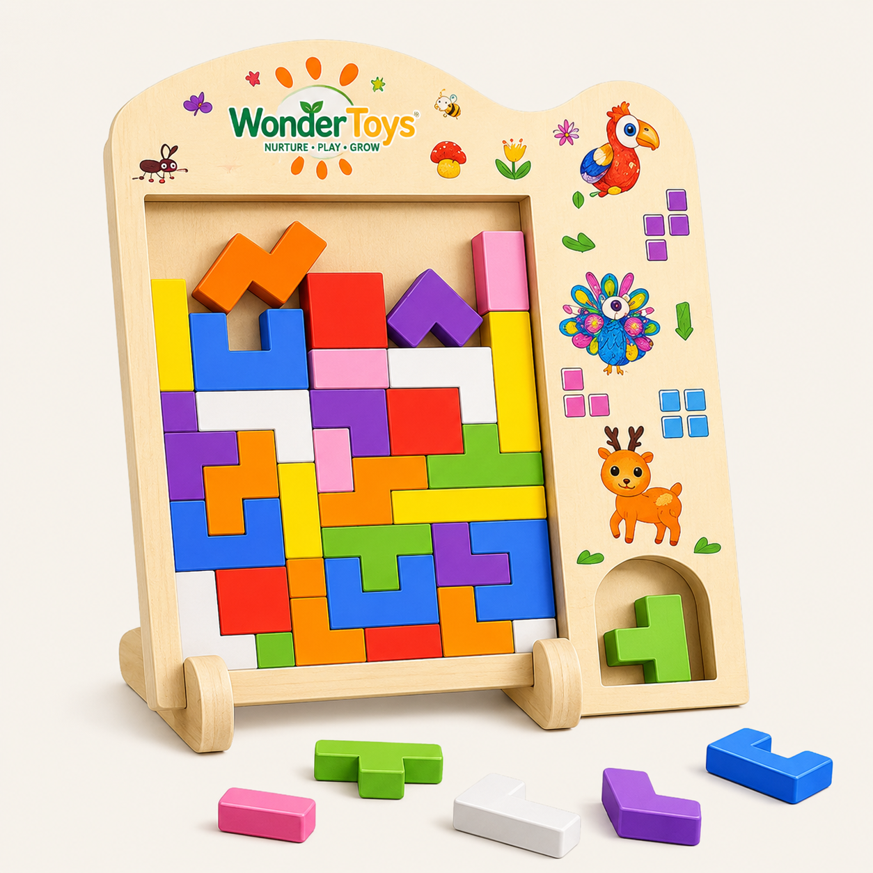 Multifunctional Wooden Block Puzzle Board