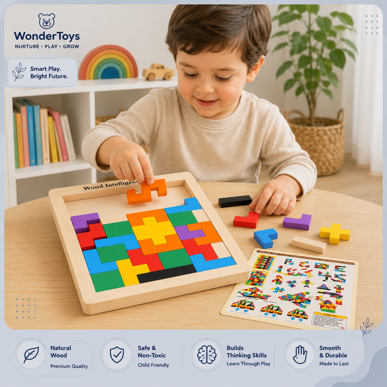 Wooden Intelligence Puzzle Board | Educational Brain Teaser Toy