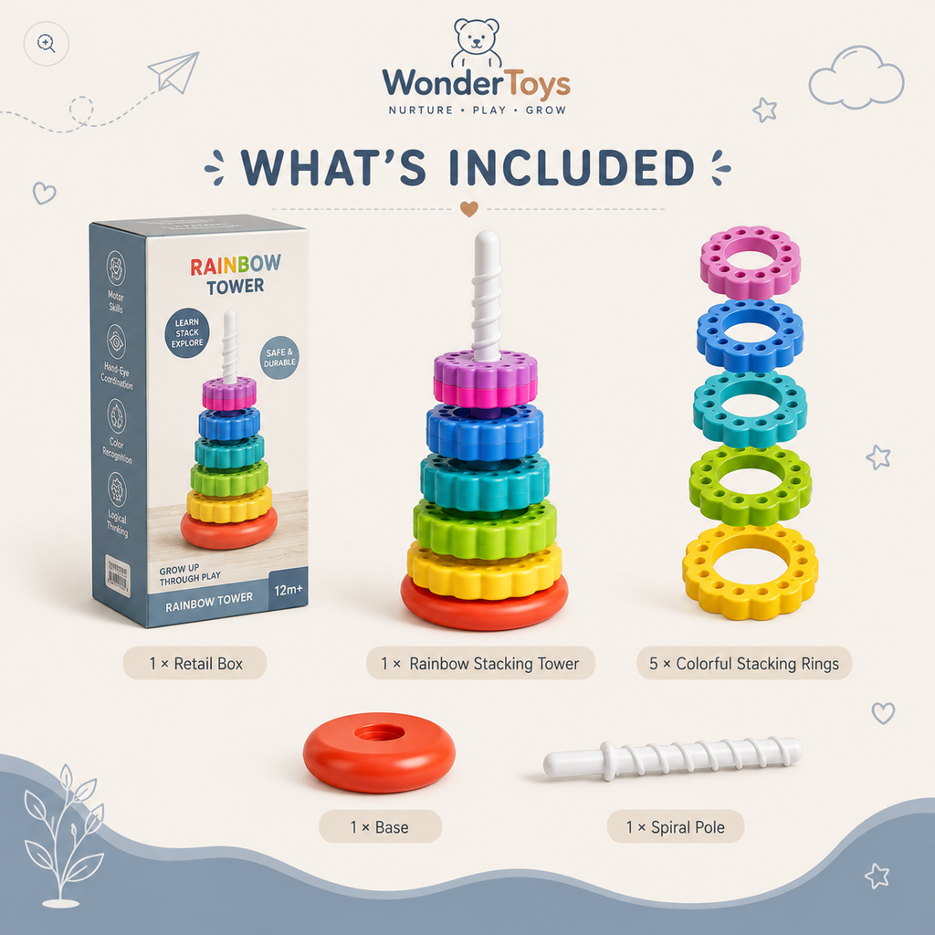 Rainbow Stacking Rings Toy for Toddlers | Learning Toy